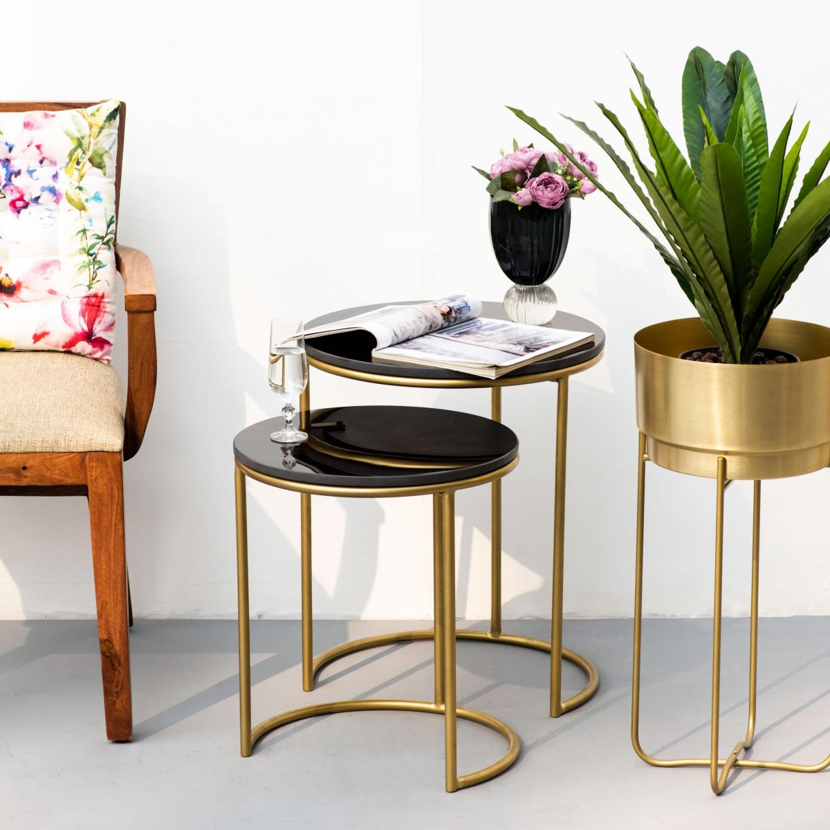 Nano Black Marble Nesting Tables (set of 2) The Decor Remedy