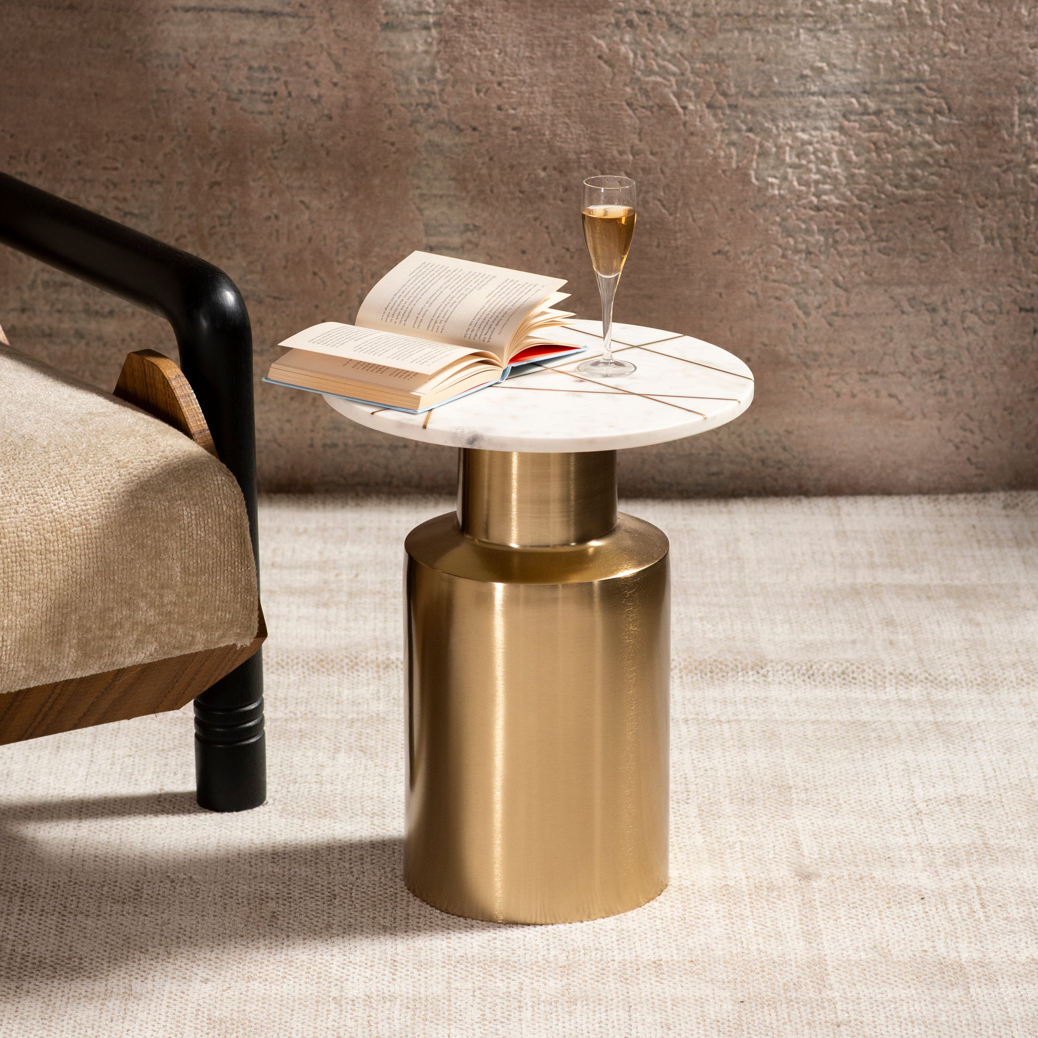 Cairo Marble Table with Brass Inlay – The Decor Remedy