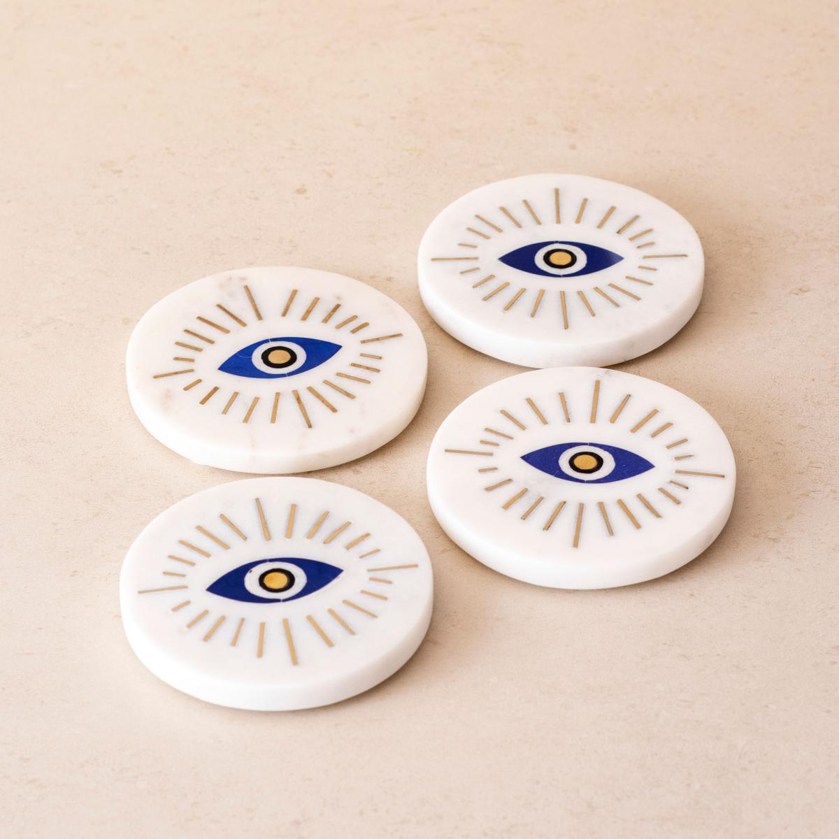 Evil Eye Nazar Coasters Set of 4 The Decor Remedy