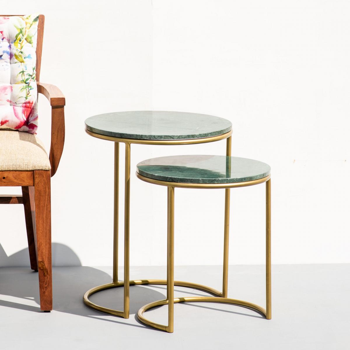 Jade Green Nesting Tables (set of two) The Decor Remedy